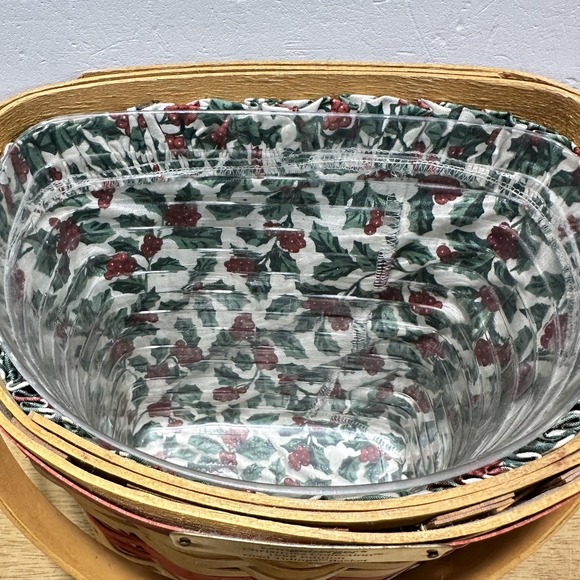 Vintage Longaberger Glad Tidings Basket 1998 Christmas Collection Liner Holly - Picture 3 of 7